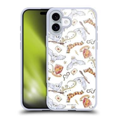 Imagem de Head Case Designs Capa de gel macio oficialmente licenciada Harry Potter Hedwig Owl Pattern Deathly Hallows XIII compatível com Apple iPhone 16 Plus