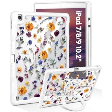 Imagem de Uppuppy Capa para iPad 9ª/8ª/7ª geração, para iPad Air 3/Pro 10.5 2017 – Mulheres meninas bonitas com suporte para lápis e suporte feminino floral bonita exclusiva para iPad 9/8/7 Gen, Air3, Pro 10,5