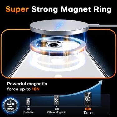 Imagem de Capa para iPhone 15 Pro, compatível com MagSafe, proteção de nível militar, capa magnética fina à prova de choque para iPhone 15 Pro (transparente)