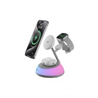 Imagem de Carregador Sem Fio 4 em 1 compatível com Mag-Safe, Estação de Carregamento Rápida 15W com Abajur LED Compatível para iPhone, Apple Watch e AirPods, Base Magnética Certificada Qi2