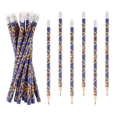 Imagem de 20un Anel Ouro e Pedras Coloridas Lápis de Madeira com Borracha, Desenho Animado Azul com Anel Dourado Lápis para Infantil Festa Aniversário Suprimentos e Estudantes Recompensa Escolar