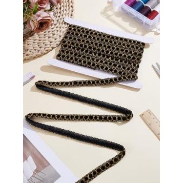 Imagem de 5 m/5,47 jardas 13 mm (1/2 pol.) Acabamento de renda metálica, fita de renda metálica de poliéster com cartão de exibição de papelão para artesanato de fantasia, costura, vestido de noiva, enfeites