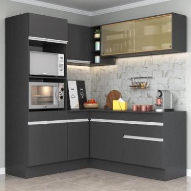 Imagem de Armário De Cozinha Completa De Canto Preto/Branco - MULTIMOVEIS