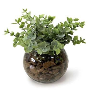 Imagem de Arranjo Verdinho Vidro Decoração Artificial Mesa Charmosa Elegante Mod