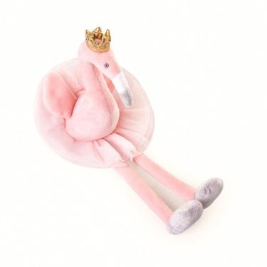 Imagem de Boneca de brinquedo de pelúcia Flamingo rosa macio com coroa e tutu de 35 cm