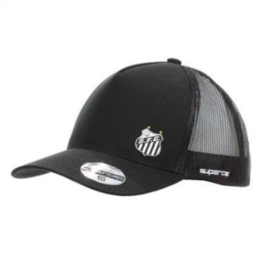Imagem de Boné Supercap Santos FC Trucker Aba Curva Preto - Único-Unissex