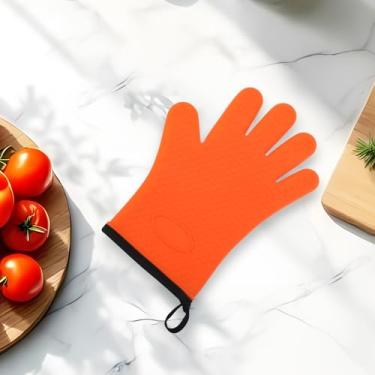Imagem de Generic 1 luva de forno de 5 dedos para lavar à mão apenas agulha de silicone algodão laranja 27,5 x 20,5 cm
