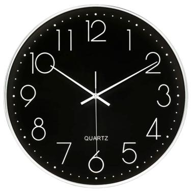 Imagem de Relógio De Parede Decoração 35Cm Grande Moderno Preto