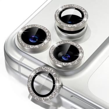 Imagem de Misea Compatível com protetor de lente de câmera de telefone 17 Pro/telefone 17 Pro Max, protetor de tela de vidro temperado 9H, acessórios de decoração de anel individual de metal, glitter de titânio