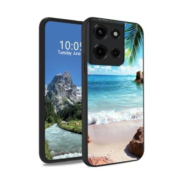 Imagem de DIGTIALL Capa de TPU para Motorola Moto G Power 5G 2025 Slim Black Soft TPU Silicone Capa protetora à prova de choque para Moto G Power 5G 2025, palmeiras de praia