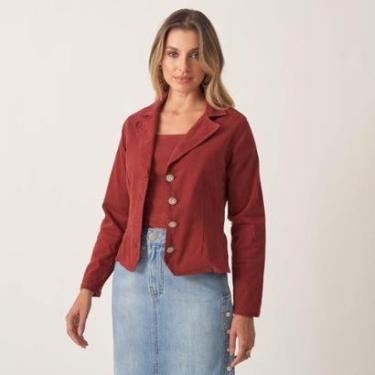 Imagem de Blazer Jeans Confort Ajustado Pences Acinturado Feminino-Feminino