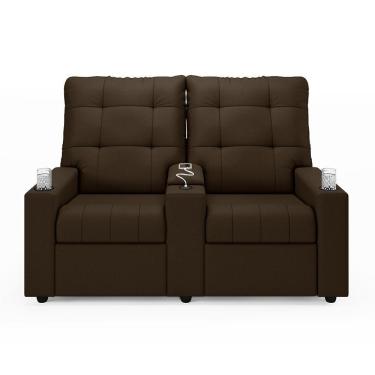 Imagem de Poltrona Do Papai Reclinável Sala De Cinema 2 Lugares Manual Baú Usb Veludo Marrom