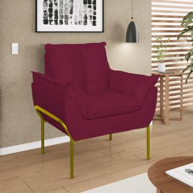 Imagem de Poltrona Decorativa Luxo Recepção Clínica Estética Dourado Marsala