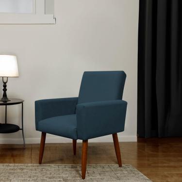Imagem de Poltrona Decorativa Para Sala E Quarto Nina Suede Herrero Cor:azul Marinho
