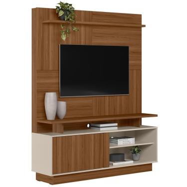 Imagem de Estante Painel Para Tv 60 Pol 150cm Boaz L05 Jatobá Off White - Lyam Decor