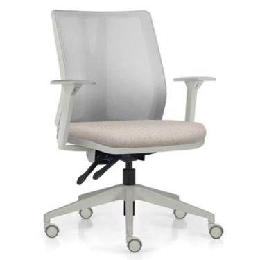 Imagem de Cadeira De Escritório Giratória Diretor Flow F02 Base Cinza Linho Bege Claro - Lyam Decor