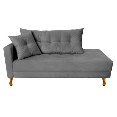 Imagem de Recamier Azura 160cm Com Almofada Lado Direito Suede Cor Cinza