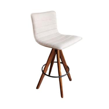 Imagem de Banqueta Cercatto Giratória Revestida Em Tecido Linho Bege Cor Creme