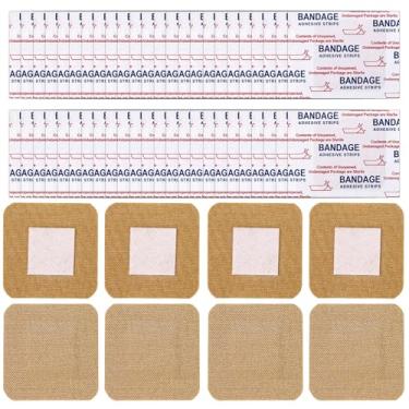 Imagem de 200un Pensos Adesivos Quadrados, 38x38mm Tecido Não-Tecido Adesivo Quadrado Ligadura Elástica para Pequenos Cortes Incisões Ponta Dedo Articulação Dedo (Castanho)