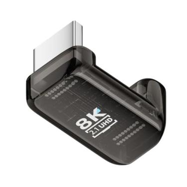 Imagem de NFHK Extensor adaptador de extensão UHD macho HDMI macho para HDMI 2.1 fêmea UHD com ângulo descendente de 360 graus oposto com Smart LED 8K 60hz HDTV