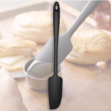 Imagem de Espátula de frasco de silicone, raspador de borracha pequeno, espátulas de silicone resistente ao calor, sem costura, panelas não grudadas, 28 cm, preto