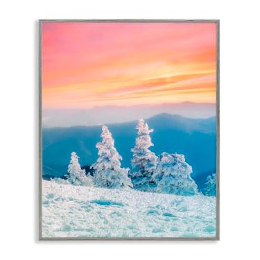 Imagem de Stupell Industries Arte giclée emoldurada branca do pôr do sol fogo e gelo, design por Jared Kreiss, 76 x 61 cm