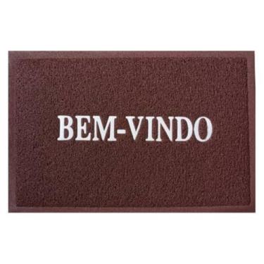 Imagem de Tapete Capacho de Entrada Bem-Vindo 38x58cm Antiderrapante para Porta de Casa, Varanda ou Apartamento em PVC Resistente - LAUZANE SHOP (Marrom)