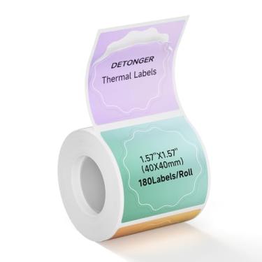 Imagem de DETONGER Etiquetas térmicas redondas circulares autoadesivas papel adesivo para impressoras de etiquetas térmicas de 5 cm, para etiqueta doméstica/escritório/pequenas empresas/vale-presente - 40 x 40