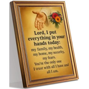 Imagem de Arte de parede em tela cristã emoldurada Jesus Deus Mão Cristã Inspiradora Religiosa Fé Rezar Imagens Decoração de Parede Pôster Impressão para Sala de Estar Oração Quarto Igreja Decoração de Casa