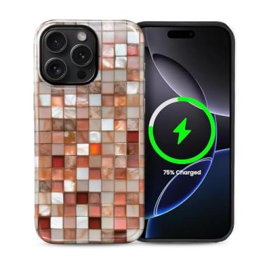 Imagem de casesok Capa para iPhone 14 Pro Max, compatível com MagSafe, capa rígida de camada dupla + capa de silicone, proteção total à prova de choque para iPhone 14 Pro Max - aparência de mosaico colorido