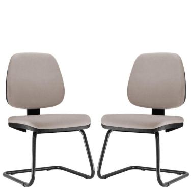 Imagem de Kit 02 Cadeiras Para Escritório Job L02 Fixa Linho Bege