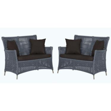 Imagem de 2 Sofás área Externa Igapó Alumínio Fendi Corda Náutica E9 Prata