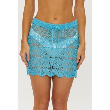 Imagem de ISABELLA ROSE Tuscany Mini saia de crochê conversível, casual, saída de praia para mulheres, Água-marinha, P