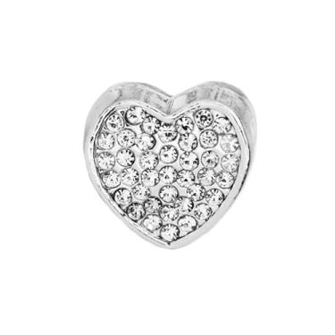 Imagem de Separador Berloque Coração Prata com Strass, Banhado a Prata, Design Cravejado com Cristais