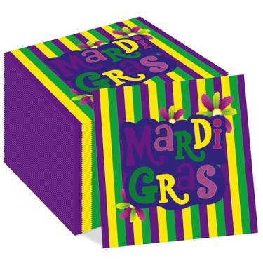 Imagem de Guardanapo de papel de carnaval, 80 peças, máscara de baile de máscaras de carnaval, guardanapos de festa, guardanapos de papel com tema de máscara de Nova Orleans, guardanapos de papel descartáveis