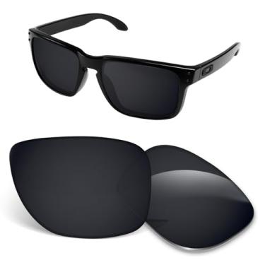 Imagem de Lentes de substituição premium compatíveis com óculos de sol Oakley Holbrook OO9102 | Antiarranhões | Espessura de 1,5 mm - Preto escuro polarizado