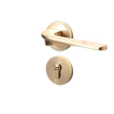 Imagem de Maçaneta de porta de quarto de casa silenciosa fechadura dividida de madeira (desenho de fio de cobre)