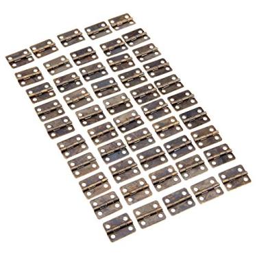 Imagem de 50 pcs 16x13mm porta do gabinete dobradiças decorativas jóias caixa de madeira armário com unhas acessórios de móveis de bronze antigo/ouro YYDFPIIA (Color : Bronze)
