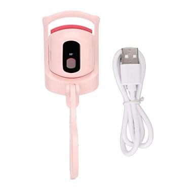 Imagem de Modelador de cílios com aquecimento elétrico rosa Controle de temperatura de 3 engrenagens Visor LCD Type C Modelador de cílios aquecido recarregável para mulheres ABS Silicone