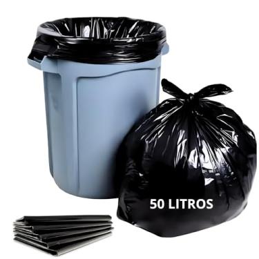 Imagem de SACO DE LIXO PRETO 50 LITROS REFORÇADO C/ 30 UNIDADES, UTILIZAÇÃO EM TAMBOR, CASA, COMÉRCIO, EMPRESA E USO GERAL, TAMANHO ABNT