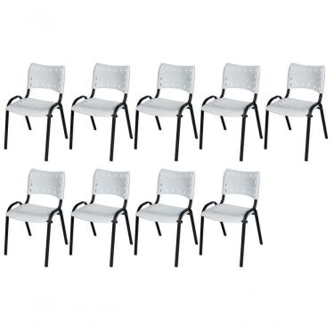 Imagem de Cadeira Iso Base Preto , Escritório Branco Kit 9 Un