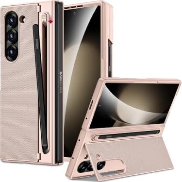 Imagem de Miimall Capa protetora para Samsung Galaxy Z Fold 5 com suporte para caneta S e suporte oculto protetor de tela integrado, fino, resistente, à prova de choque, carregamento sem fio, capa protetora