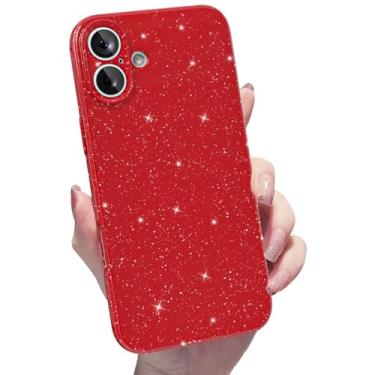 Imagem de Finyosee Capa brilhante para iPhone 17, linda capa de silicone brilhante, brilhante, fina, fina, brilhante, capa protetora de borracha de gel de TPU macio para mulheres e meninas de 6,3 polegadas