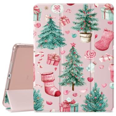 Imagem de VibrantFruitique Linda capa de Natal para iPad Air de 11 polegadas, M3 (2025)/M2 (2024), iPad Air 5ª (2022)/4ª geração (2020) 11 polegadas, rosa de Natal, suporte para lápis, traseira transparente e