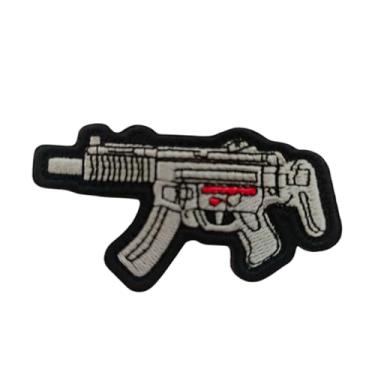 Imagem de Ruoming 1 peça de remendo bordado com design de rifle tático, fecho de gancho e laço estilo militar, para coletes e bolsas (rifle 5)