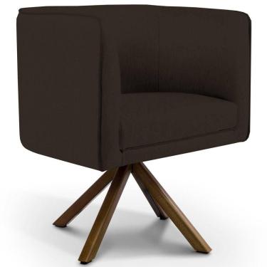 Imagem de Poltrona Decorativa Giratória Base Giromad Madeira Betina C-34 Corano Marrom - Domi