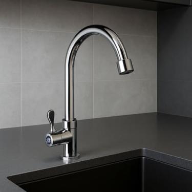 Imagem de Torneira de Cozinha Bancada Gourmet Aço Inoxidável Cromado Brilhante ABS Bica Móvel água fria Flexível Resistente Premium (Cromado)