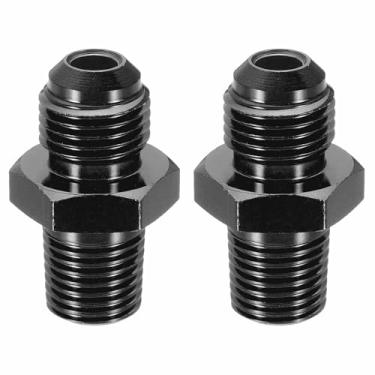 Imagem de HARFINGTON 2 peças 6AN macho para 1/10.2 cm NPT macho adaptador de alargamento reto tubo adaptador de encaixe de linha de mangueira de combustível de alumínio para veículos, preto