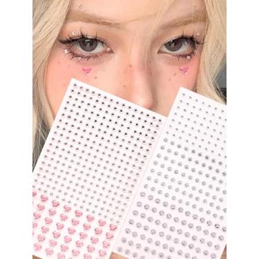 Imagem de 2 peças prata branco rosa minimalista coração redondo simulado strass decoração de cabelo diamante DIY festival de música festa baile de máscaras para cabelo olhos rosto tatuagem temporária com