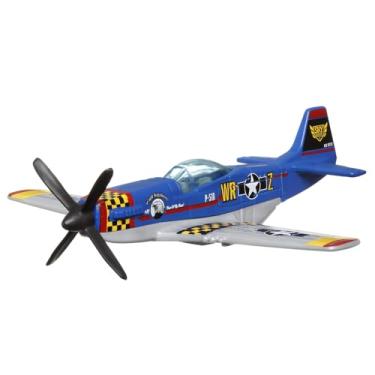 Imagem de Matchbox Collectible Die-Cast Metal Sky Busters Inspired by North American P-51 Mustang Airplane - HLH99 ~ Blue, Silver and Yellow Single Seater Fighter Bomber Plane ~ Includes Playmat